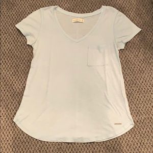 Light blue flowy v neck t shirt